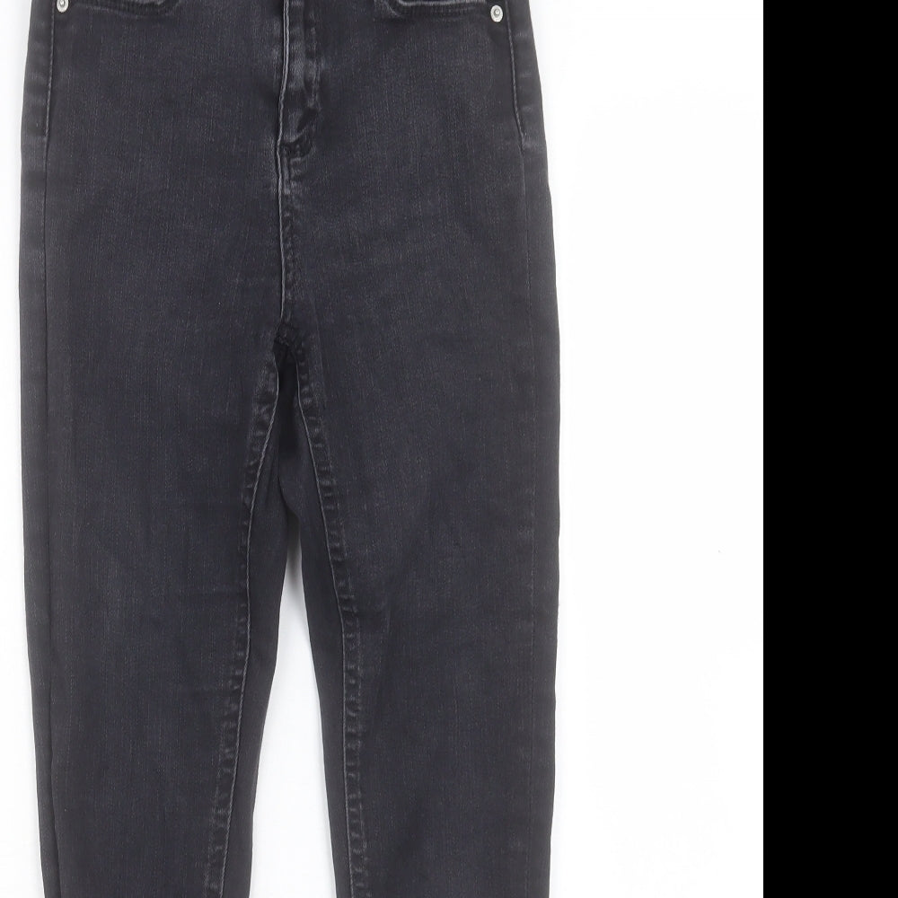 Miss Selfridge Womens Black Cotton Skinny Jeans Size 8 L24 in Regular Button