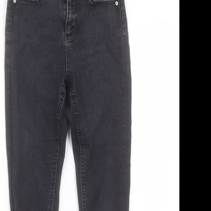 Miss Selfridge Womens Black Cotton Skinny Jeans Size 8 L24 in Regular Button