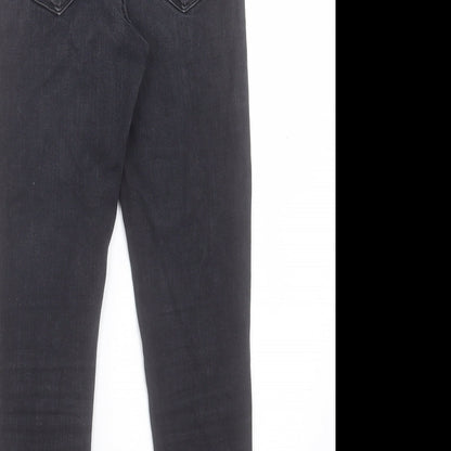Miss Selfridge Womens Black Cotton Skinny Jeans Size 8 L24 in Regular Button