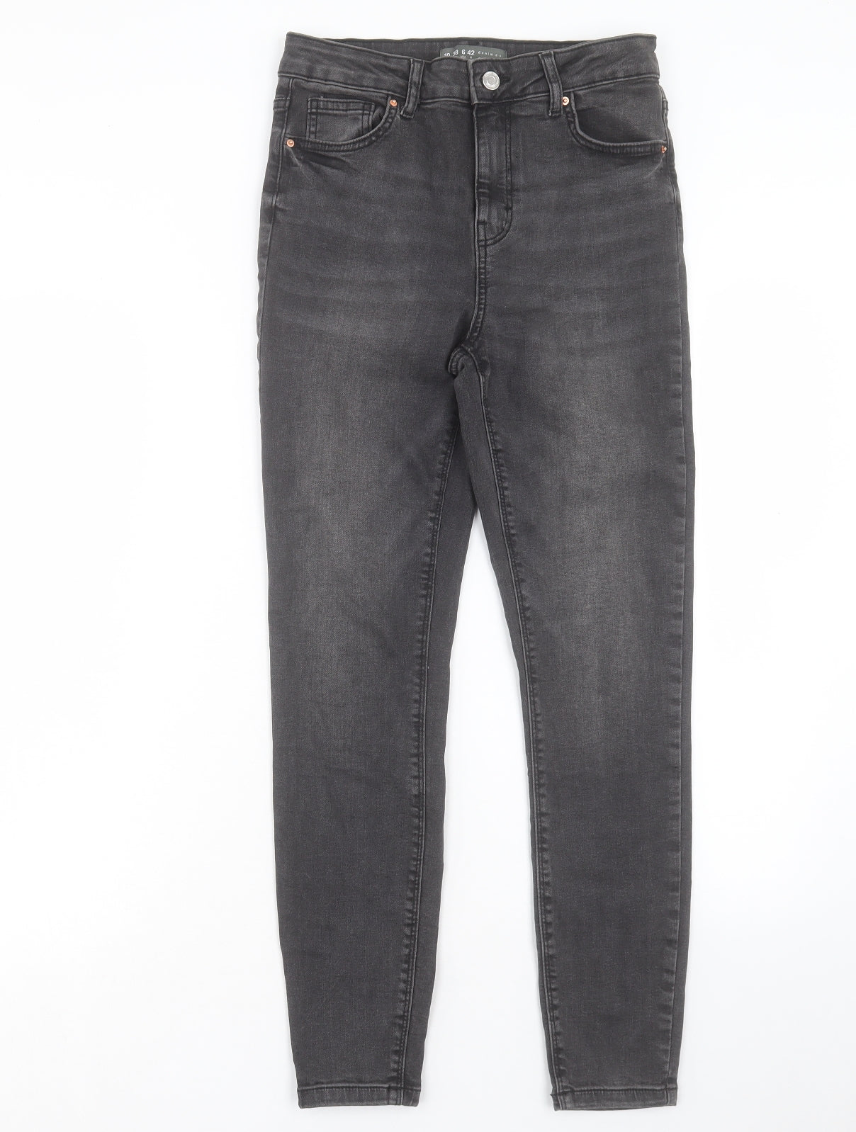 Denim & Co. Womens Black Cotton Skinny Jeans Size 10 L27 in Regular Button