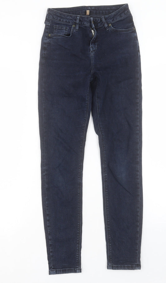 Topshop Womens Blue Cotton Skinny Jeans Size 26 in L28 in Regular Button - To Fit 32