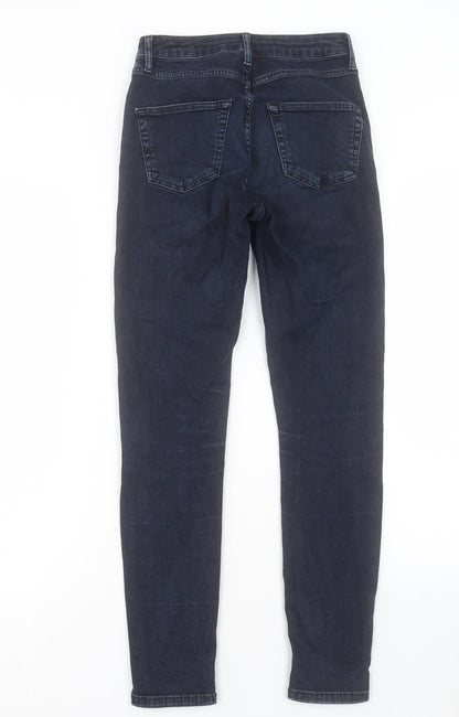 Topshop Womens Blue Cotton Skinny Jeans Size 26 in L28 in Regular Button - To Fit 32