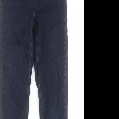 Topshop Womens Blue Cotton Skinny Jeans Size 26 in L28 in Regular Button - To Fit 32