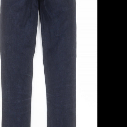 Topshop Womens Blue Cotton Skinny Jeans Size 26 in L28 in Regular Button - To Fit 32