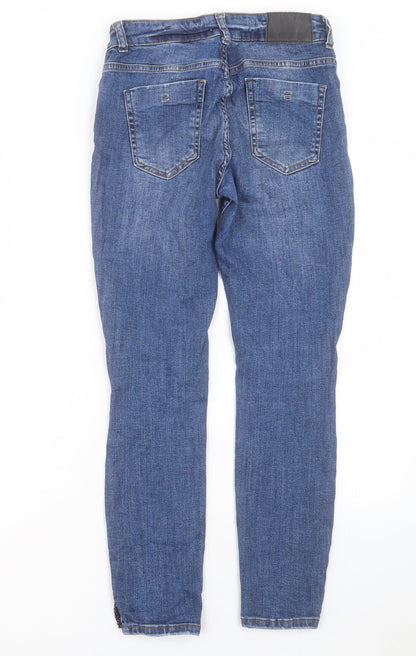 Zara Womens Blue Cotton Skinny Jeans Size 8 L26 in Regular Button