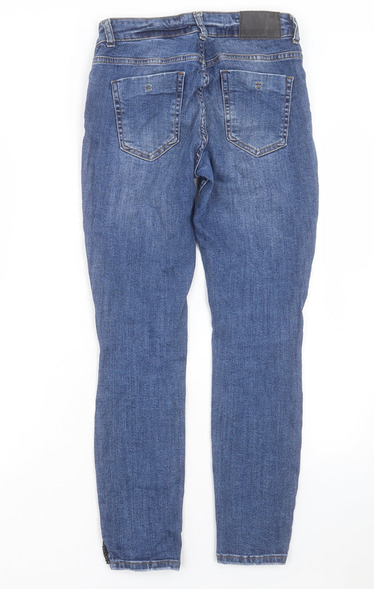 Zara Womens Blue Cotton Skinny Jeans Size 8 L26 in Regular Button
