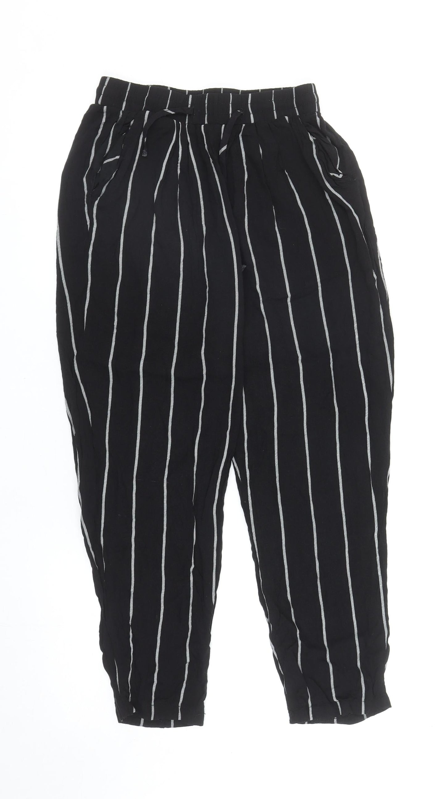 Womens UK Size 6 PRETTYLITTLETHING Regular Fit Harem Black Trousers