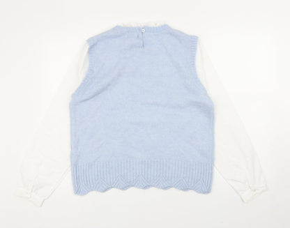 Womens UK Size 14 Papaya Blue Pullover Jumper