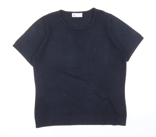BHS Womens Blue Round Neck Acrylic Pullover Jumper Size 12