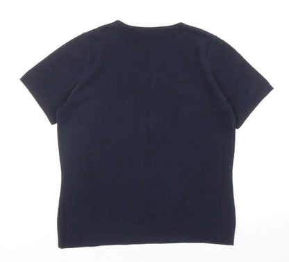 BHS Womens Blue Round Neck Acrylic Pullover Jumper Size 12