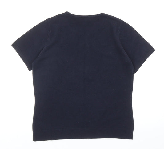 BHS Womens Blue Round Neck Acrylic Pullover Jumper Size 12