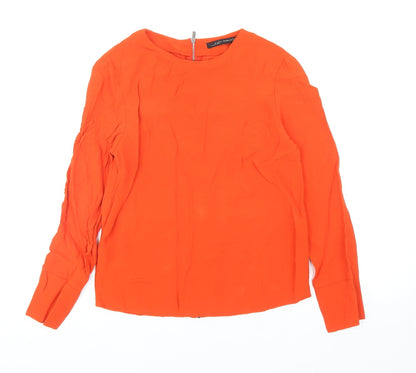Zara Womens Orange Viscose Basic Blouse Size XS Round Neck