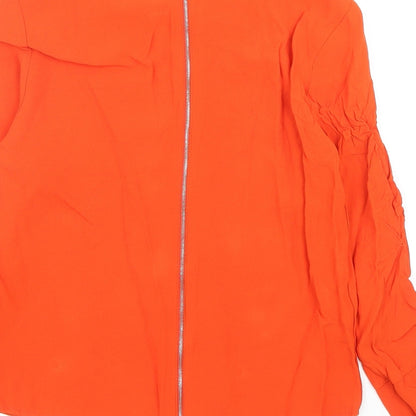 Zara Womens Orange Viscose Basic Blouse Size XS Round Neck