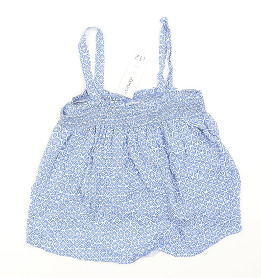 George Womens Blue Geometric Viscose Camisole Tank Size 8 Square Neck