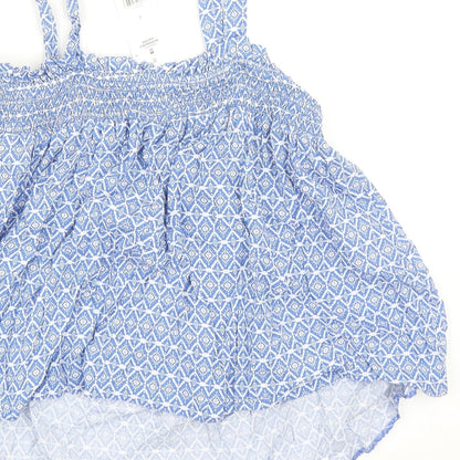 George Womens Blue Geometric Viscose Camisole Tank Size 8 Square Neck