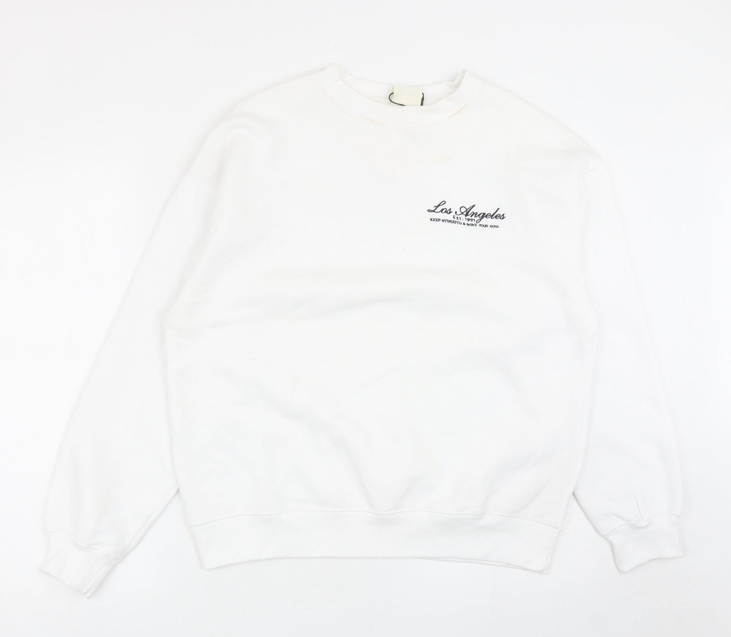 Womens UK Size 2XS Pull&Bear White Pullover Sweatshirt