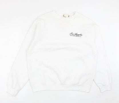 Womens UK Size 2XS Pull&Bear White Pullover Sweatshirt