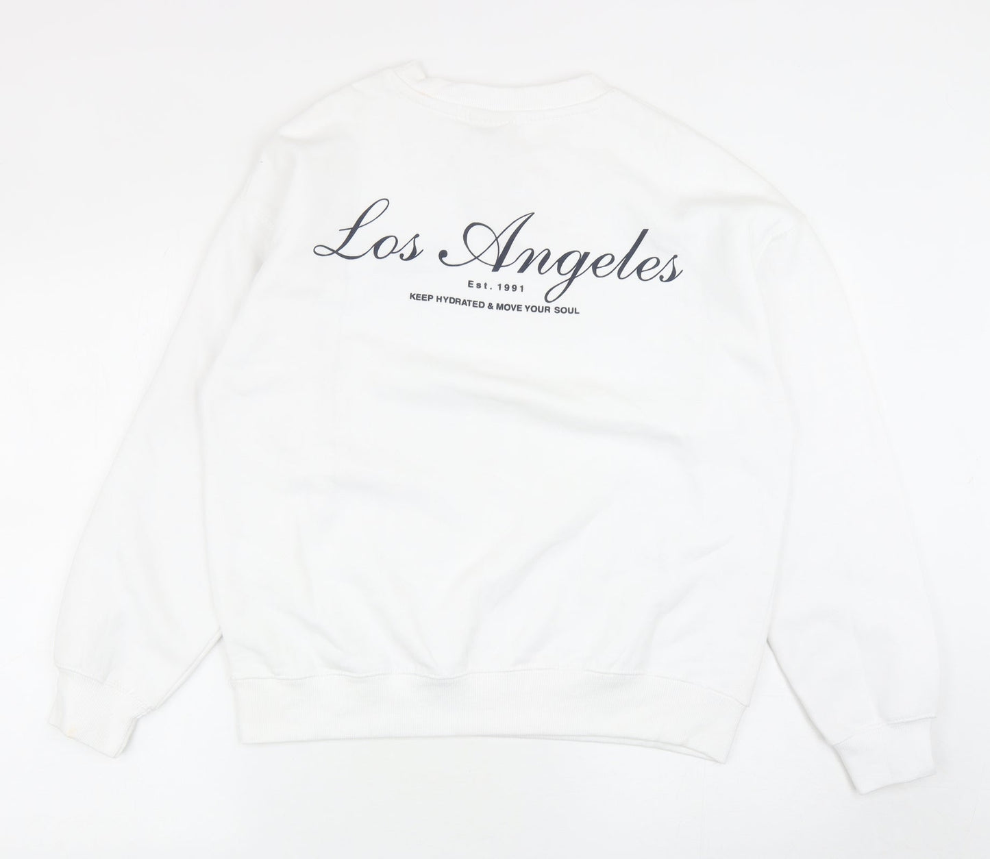 Womens UK Size 2XS Pull&Bear White Pullover Sweatshirt