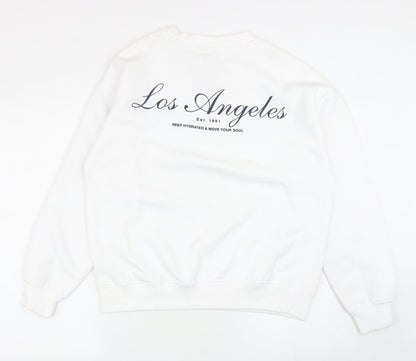 Womens UK Size 2XS Pull&Bear White Pullover Sweatshirt