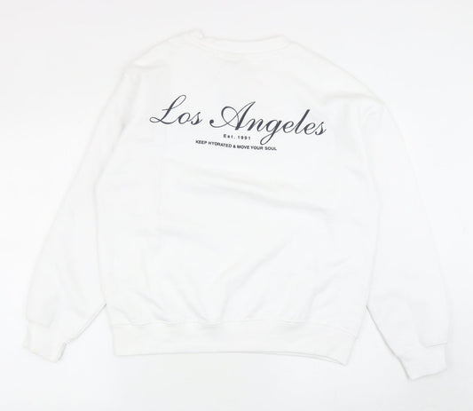 Womens UK Size 2XS Pull&Bear White Pullover Sweatshirt