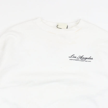 Womens UK Size 2XS Pull&Bear White Pullover Sweatshirt