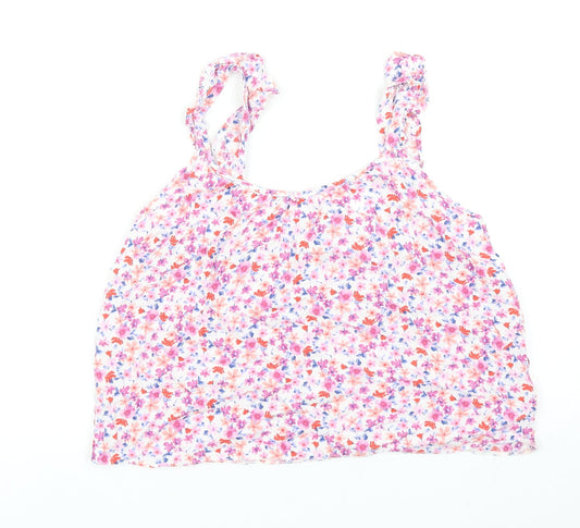 George Womens Multicoloured Floral Viscose Cropped Tank Size 10 Scoop Neck