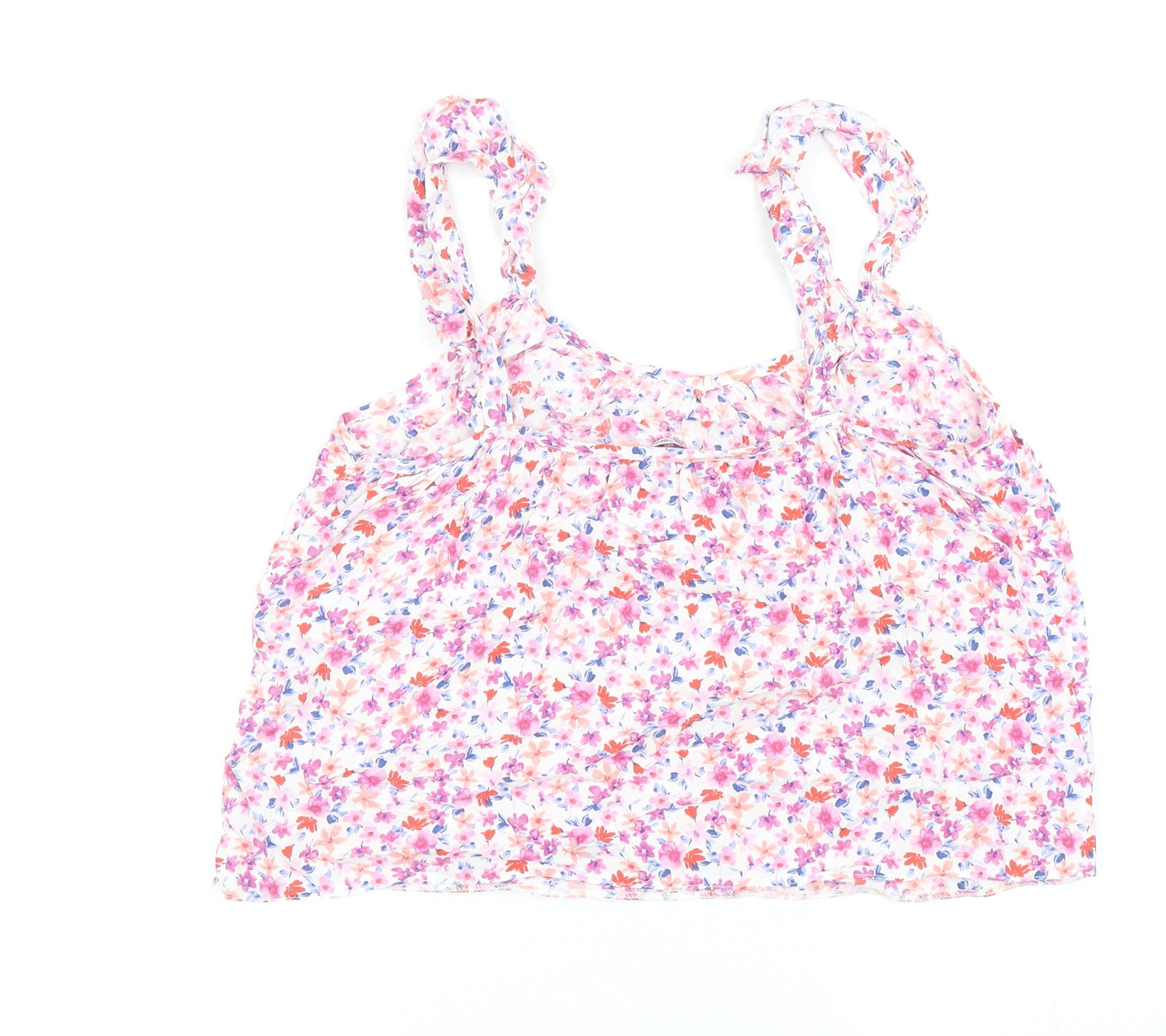 George Womens Multicoloured Floral Viscose Cropped Tank Size 10 Scoop Neck