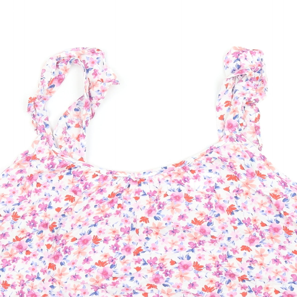 George Womens Multicoloured Floral Viscose Cropped Tank Size 10 Scoop Neck