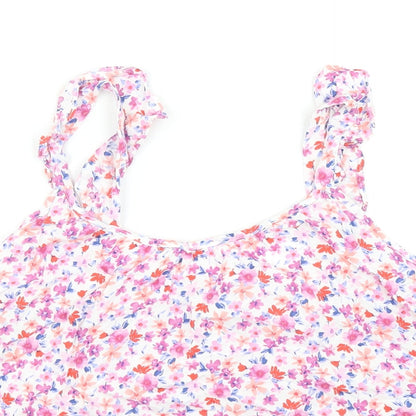 George Womens Multicoloured Floral Viscose Cropped Tank Size 10 Scoop Neck