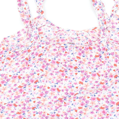 George Womens Multicoloured Floral Viscose Cropped Tank Size 10 Scoop Neck