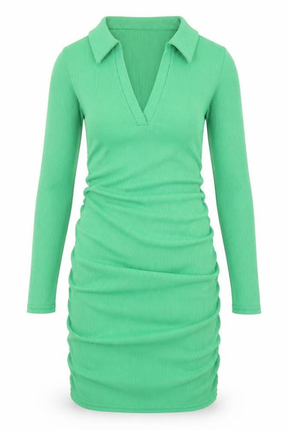 Me Me X Womens Green Polyester Bodycon Size 8 Collared Pullover - Ribbed