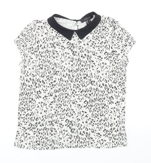 Atmosphere Womens White Animal Print Viscose Basic Blouse Size 12 Collared - Leopard Print