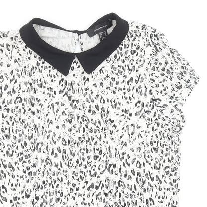 Atmosphere Womens White Animal Print Viscose Basic Blouse Size 12 Collared - Leopard Print