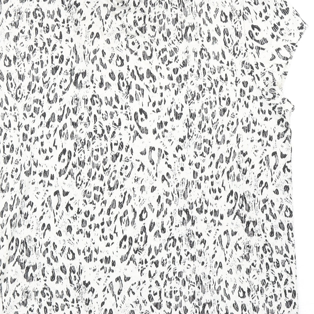 Atmosphere Womens White Animal Print Viscose Basic Blouse Size 12 Collared - Leopard Print