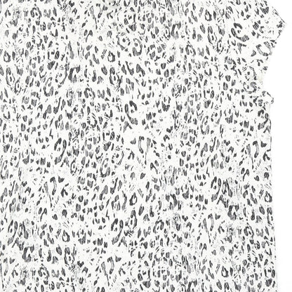 Atmosphere Womens White Animal Print Viscose Basic Blouse Size 12 Collared - Leopard Print