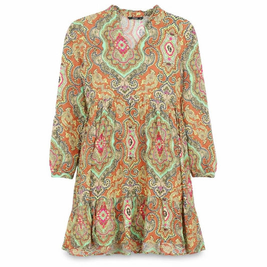 Only Womens Multicoloured Geometric Viscose Fit & Flare Size 8 V-Neck Pullover
