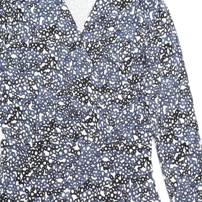 Bandolera Womens Blue Geometric Viscose Fit & Flare Size 12 V-Neck Pullover - Elastic Waist
