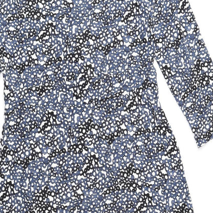 Bandolera Womens Blue Geometric Viscose Fit & Flare Size 12 V-Neck Pullover - Elastic Waist