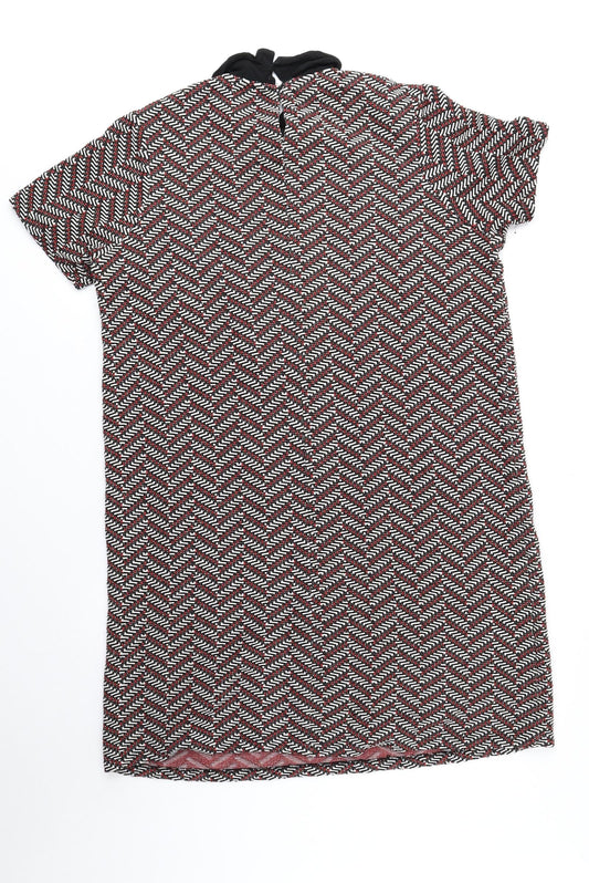 TU Womens Multicoloured Geometric Polyester Sheath Size 14 Collared Button