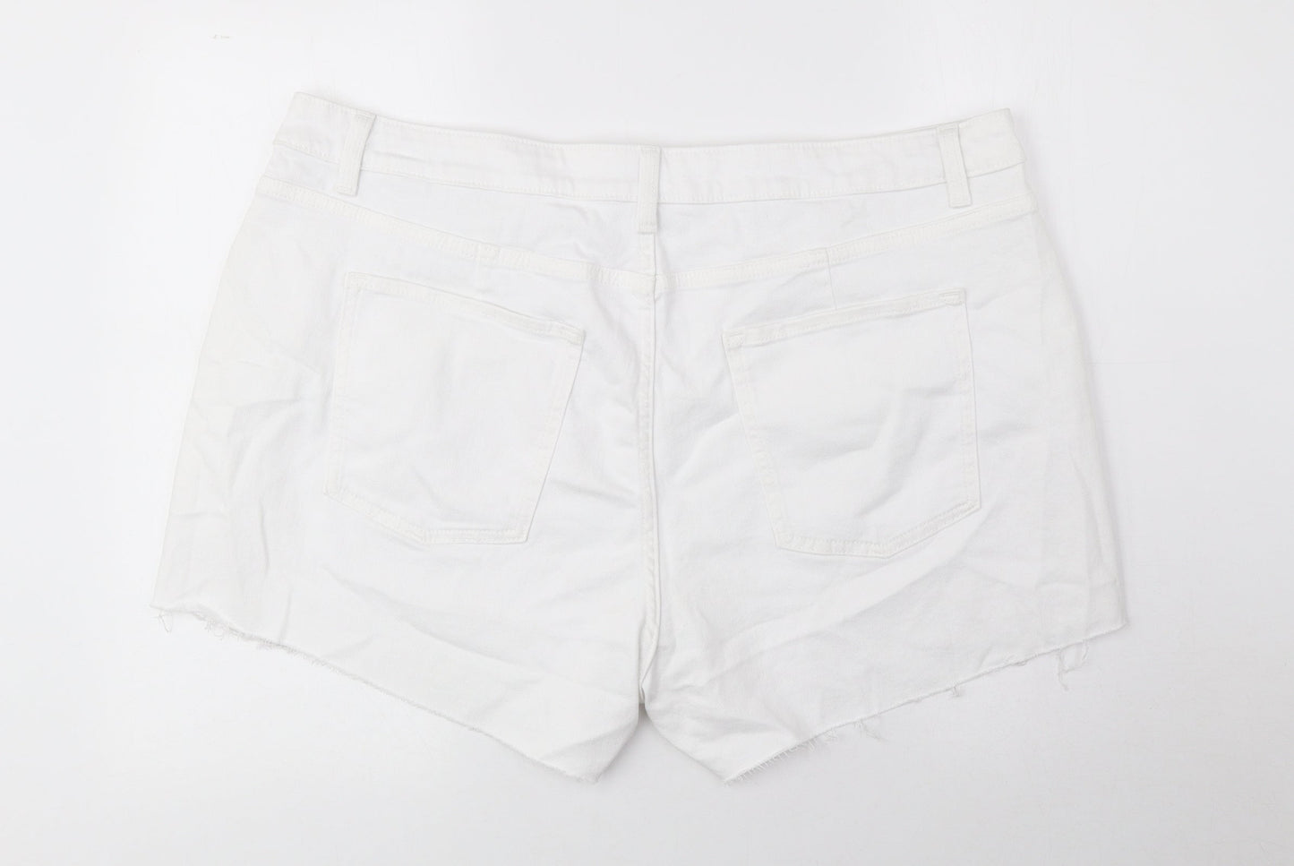 Marks and Spencer Womens White Cotton Mom Shorts Size 22 L3 in Regular Button