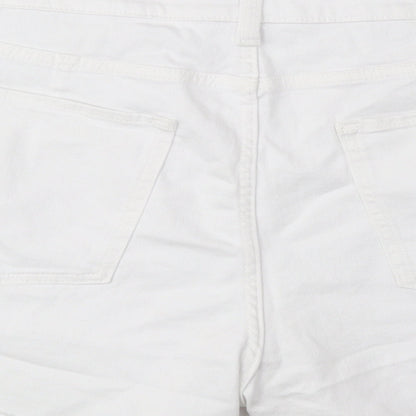 Marks and Spencer Womens White Cotton Mom Shorts Size 22 L3 in Regular Button