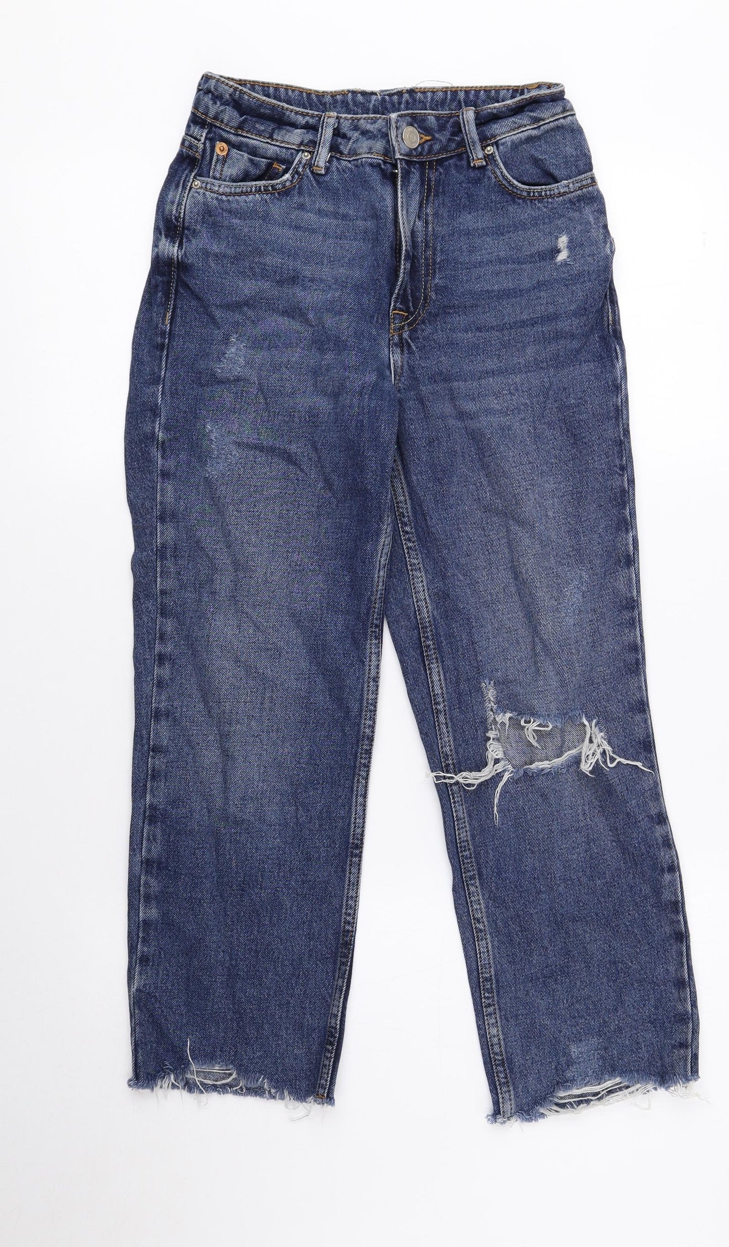 New Look Womens Blue Cotton Cropped Jeans Size 4 L22 in Regular Button