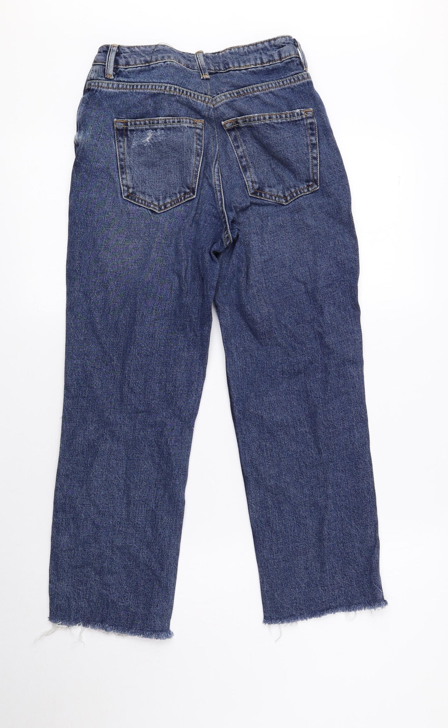 New Look Womens Blue Cotton Cropped Jeans Size 4 L22 in Regular Button