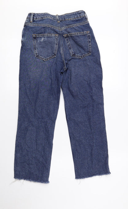 New Look Womens Blue Cotton Cropped Jeans Size 4 L22 in Regular Button