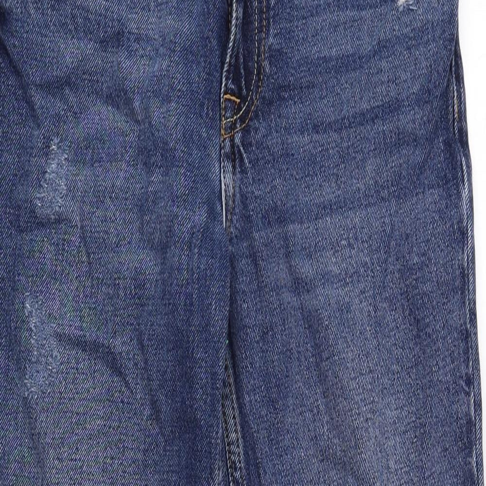 New Look Womens Blue Cotton Cropped Jeans Size 4 L22 in Regular Button