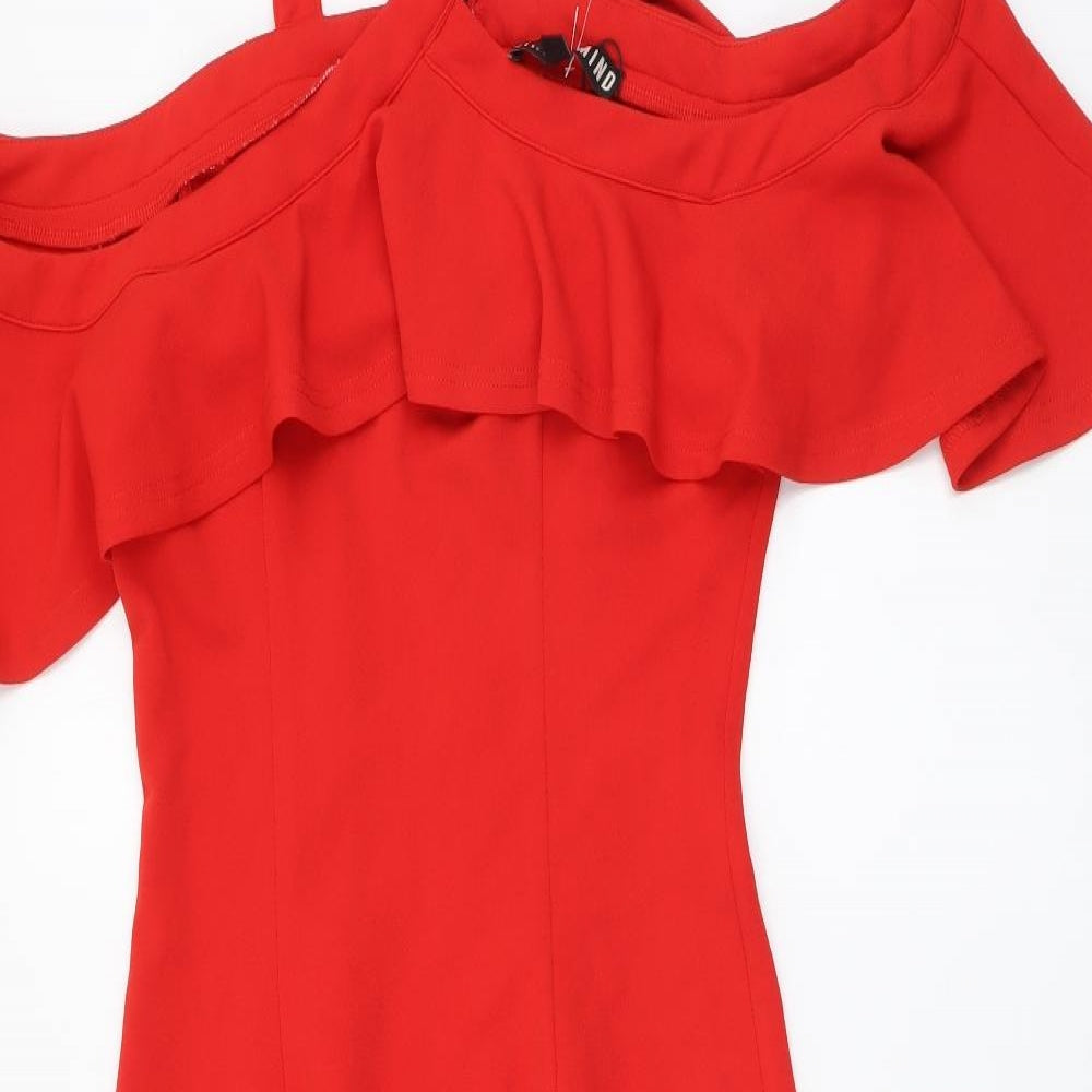 Girl in Mind Womens Red Polyester Bodycon Size 8 Halter Pullover