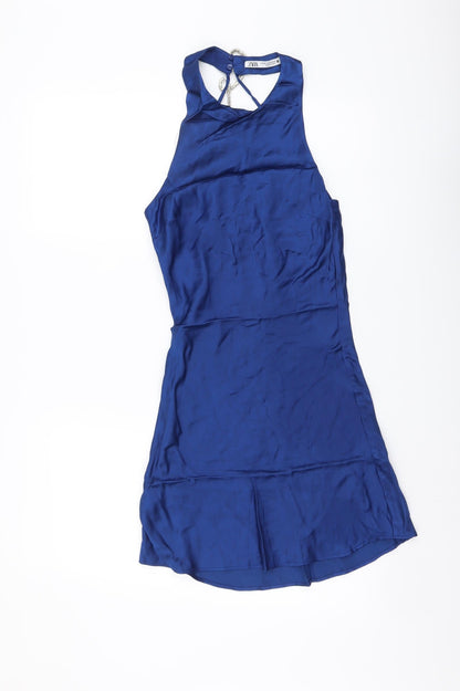Zara Womens Blue Polyester Mini Size XS Halter Pullover