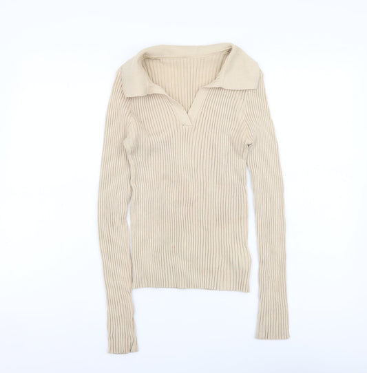 Womens UK Size M Dazy Beige Pullover Jumper