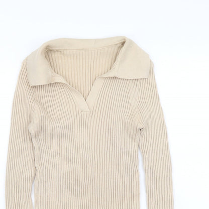 Womens UK Size M Dazy Beige Pullover Jumper