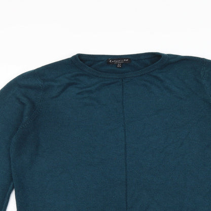 F&F Womens Blue Round Neck Acrylic Pullover Jumper Size 12